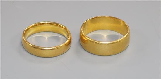 Two 22ct gold rings.
